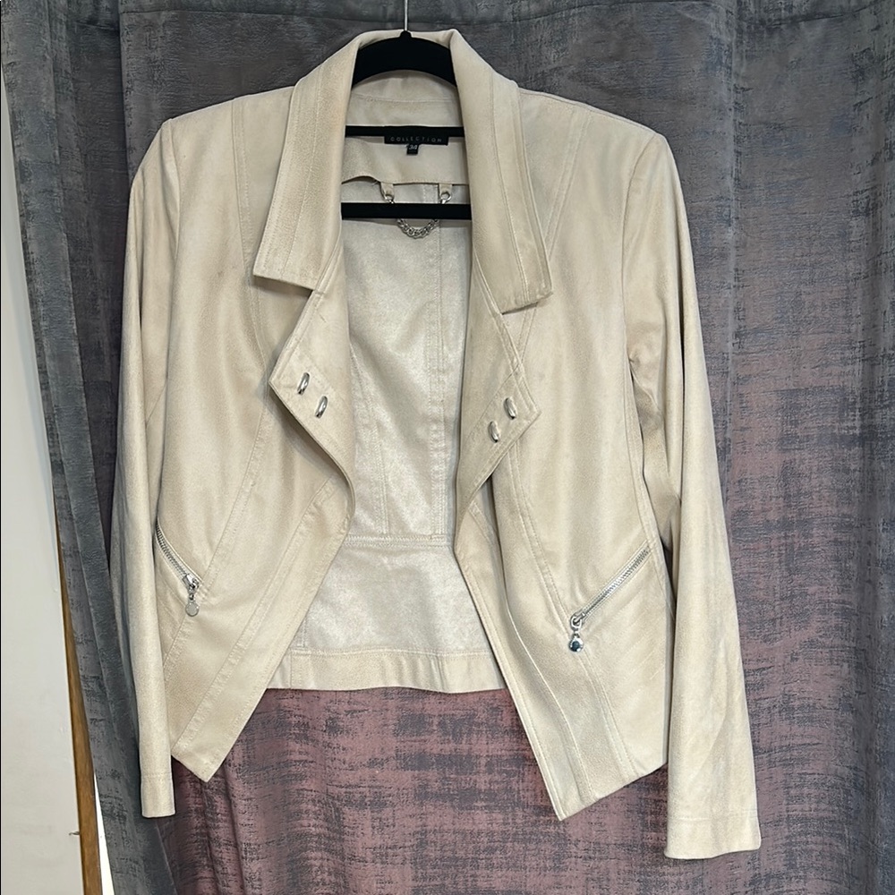 Bundle of jackets - Express Cream Leather Jacket Fitted Blazer Style